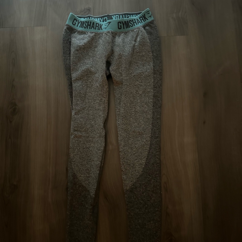 Gymshark Heathered Gray and Teal Leggings